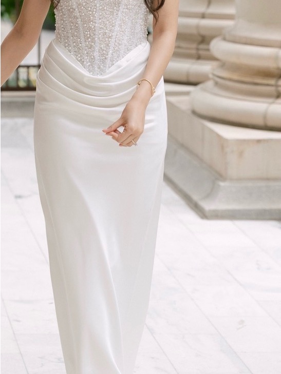 Rosie Etienne Elegant White Maxi Dress With Draped Waist
